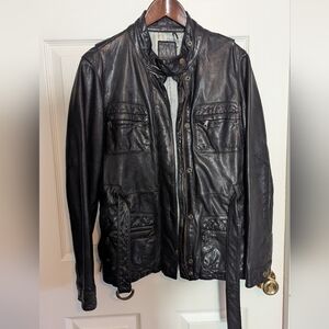 GAP Women's Black Belted Leather Jacket
